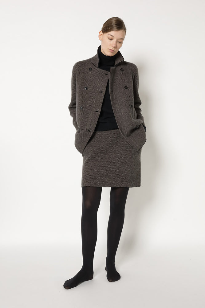 wide herringbone caban jacket