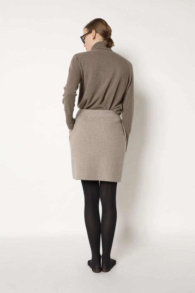 slim herringbone slip on skirt