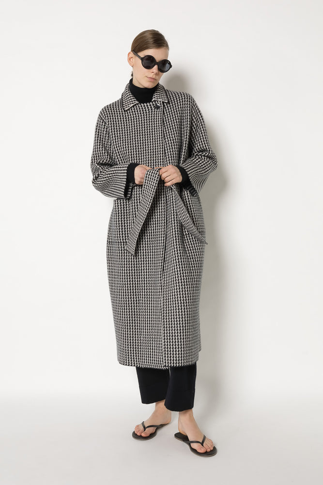 houndstooth maxi coat