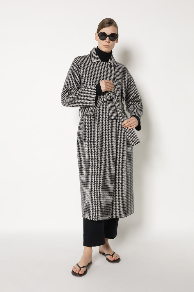houndstooth maxi coat