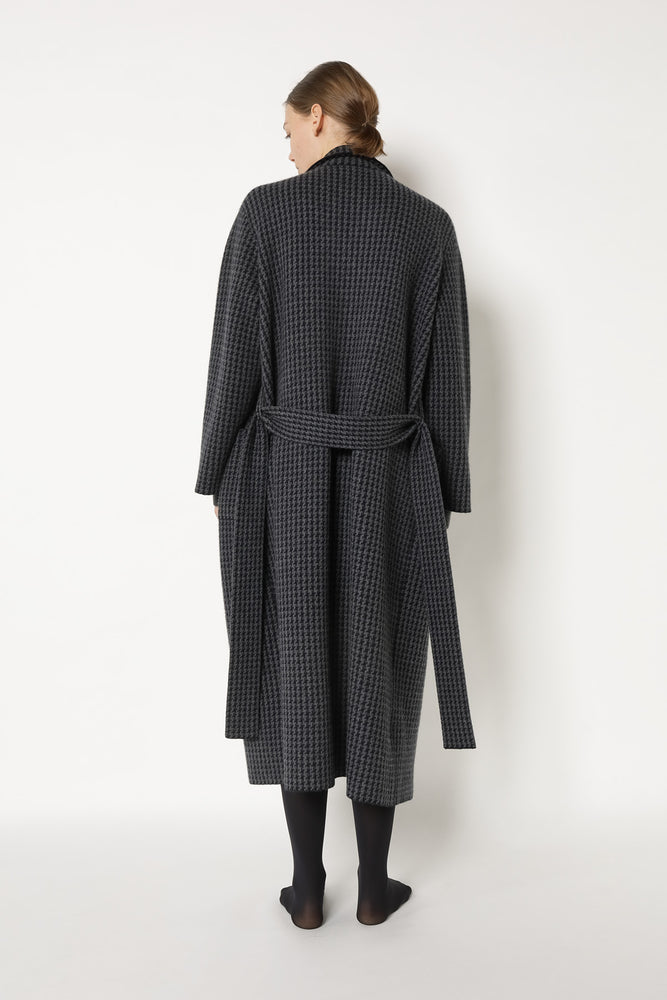 houndstooth maxi coat