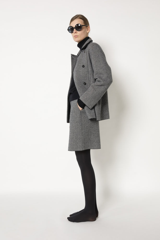 wide herringbone caban jacket