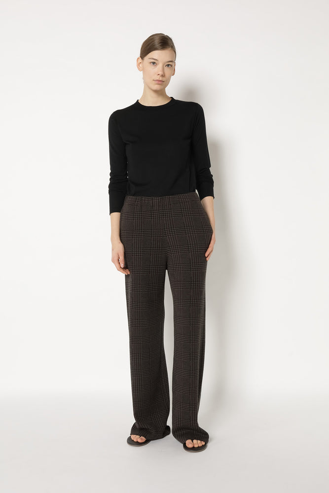 glencheck slip on palazzo pants