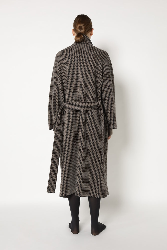 houndstooth maxi coat