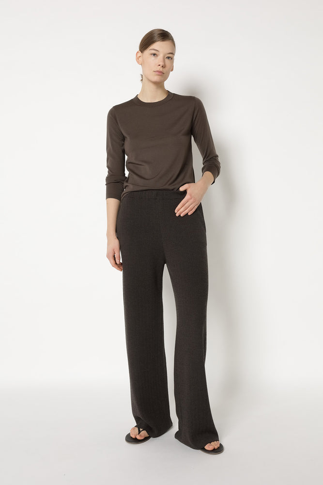 herringbone slip on palazzo pants