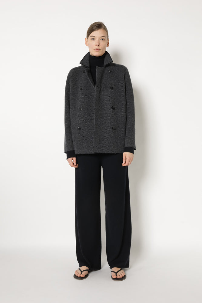 wide herringbone caban jacket
