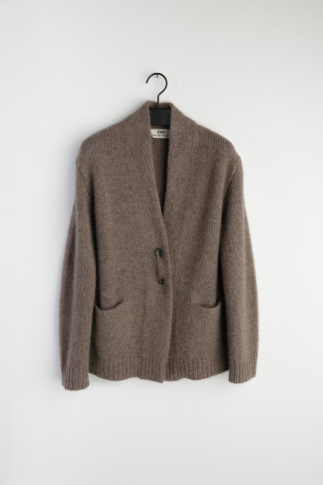 fluffy pinned cardigan