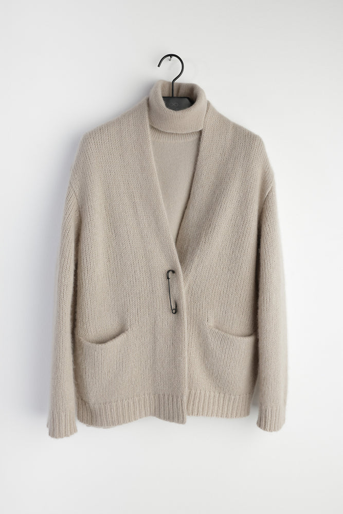 fluffy pinned cardigan
