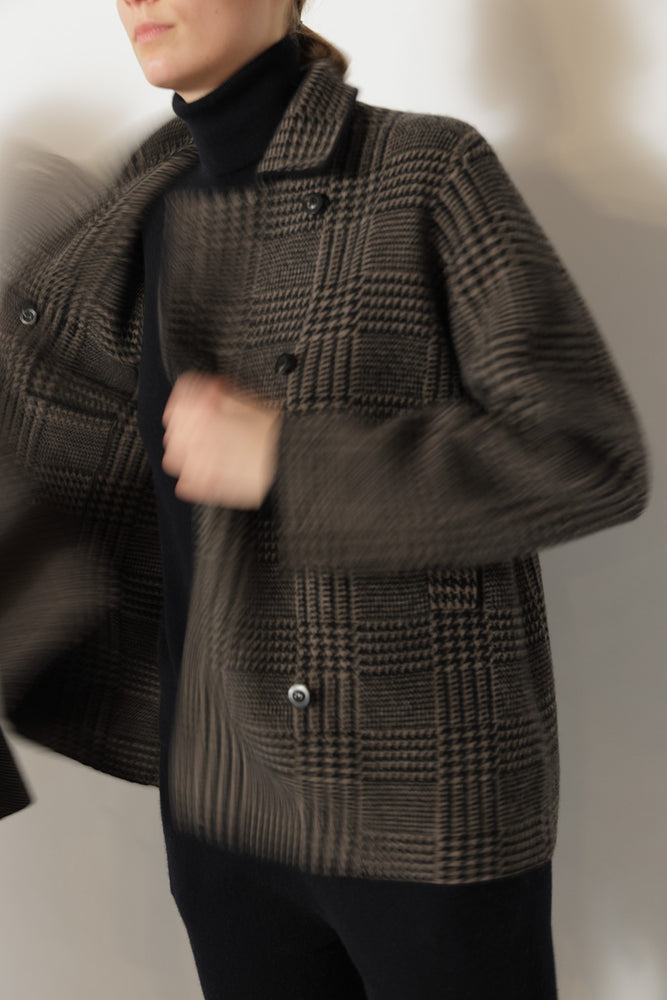 glencheck caban jacket