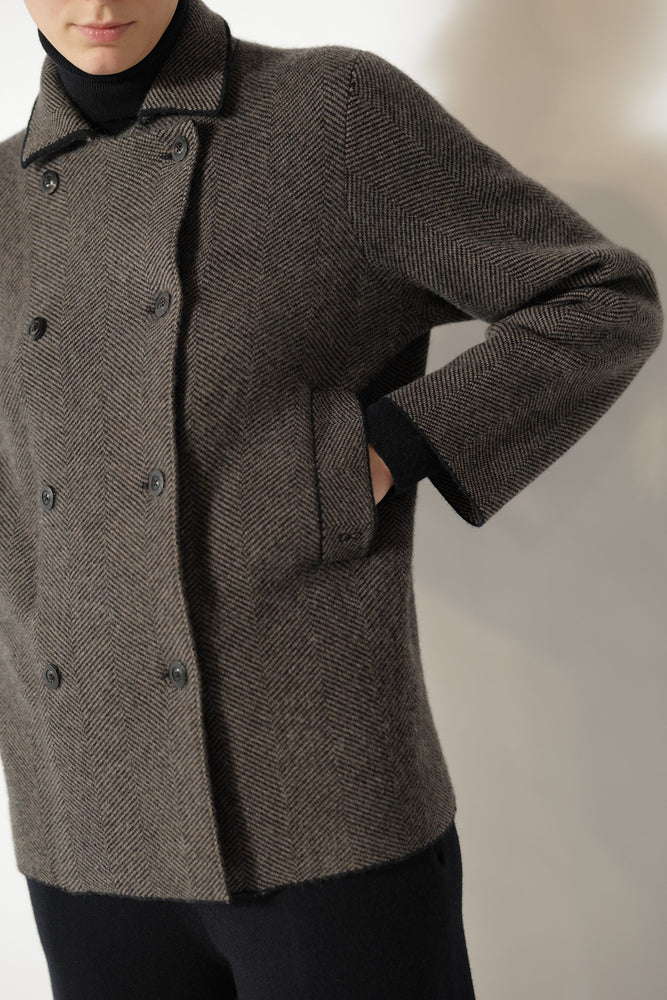 wide herringbone caban jacket