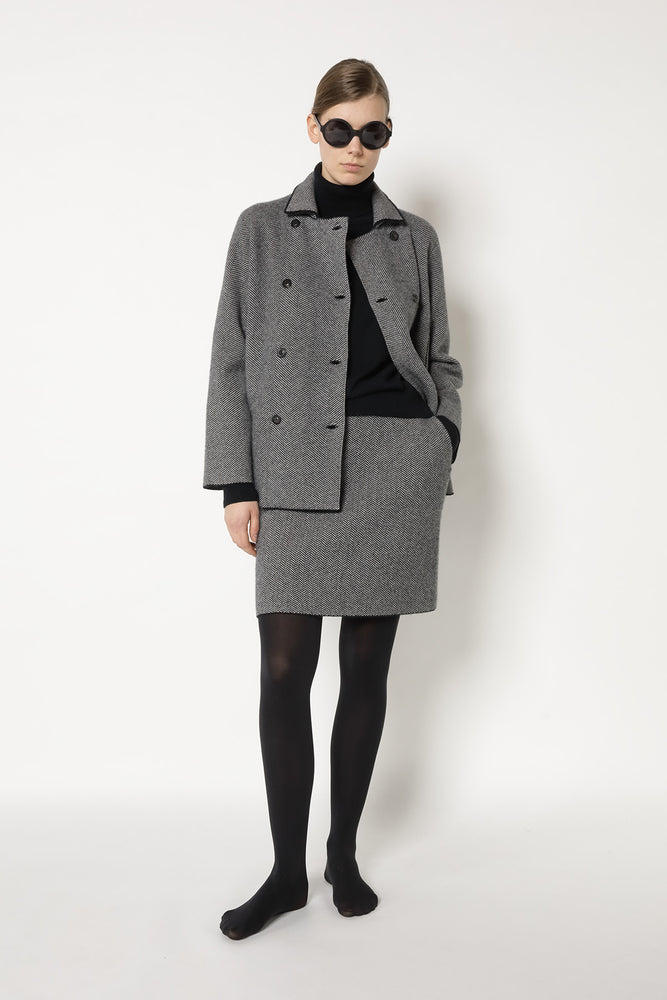 wide herringbone caban jacket