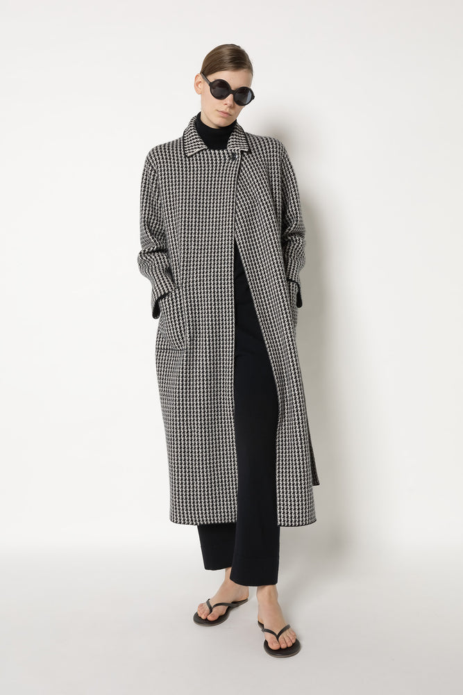 houndstooth maxi coat