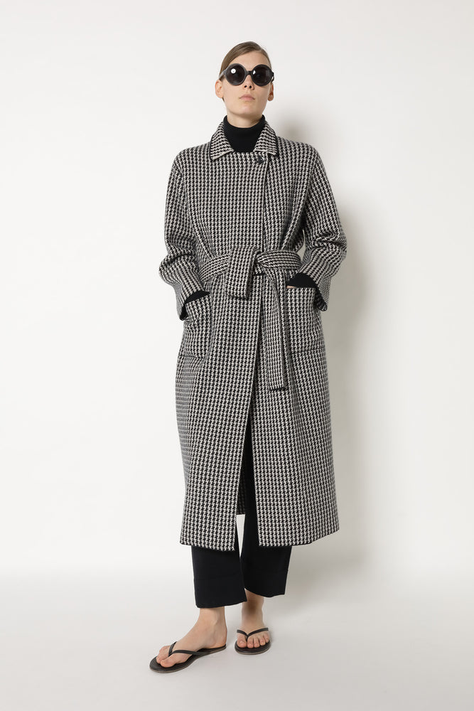 houndstooth maxi coat