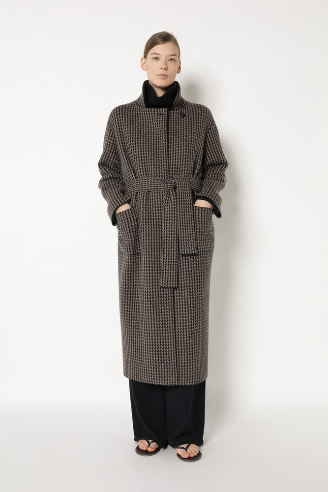 houndstooth maxi coat
