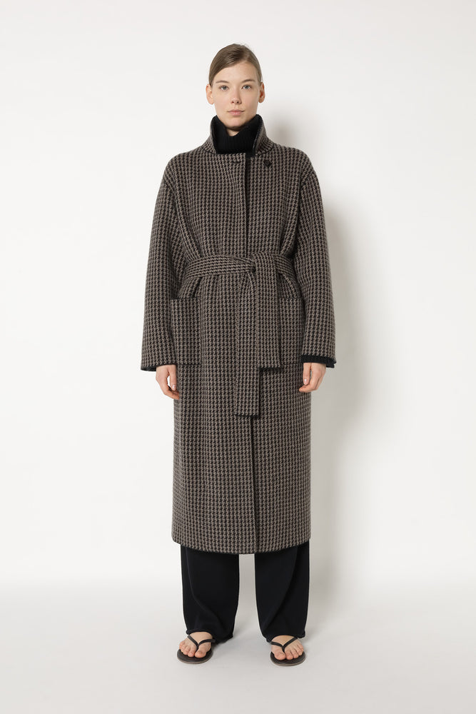 houndstooth maxi coat