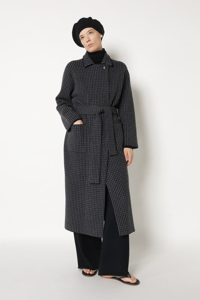 houndstooth maxi coat