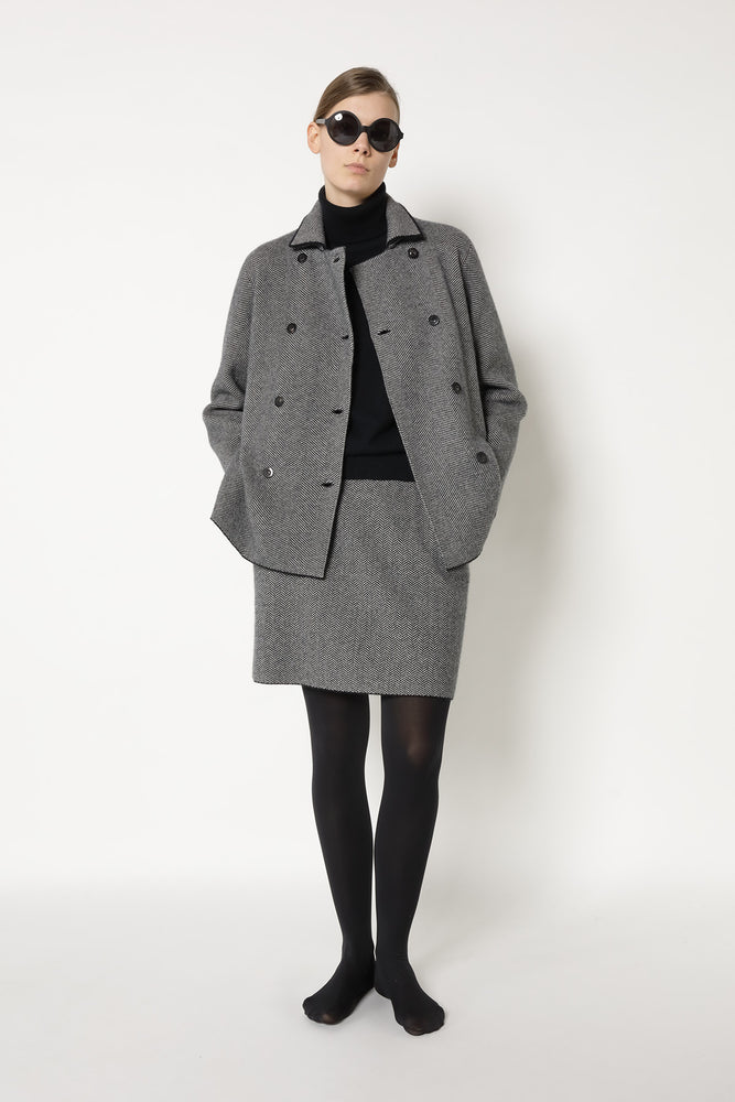 wide herringbone caban jacket
