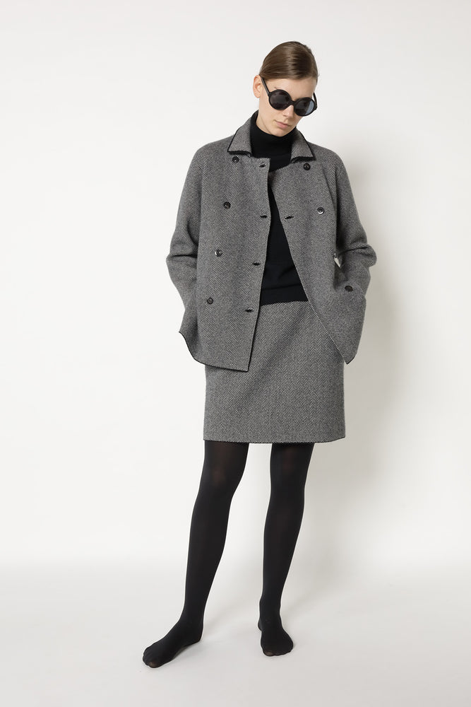 wide herringbone caban jacket