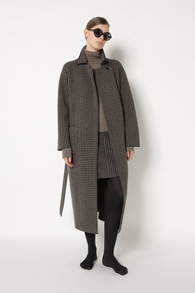 houndstooth maxi coat