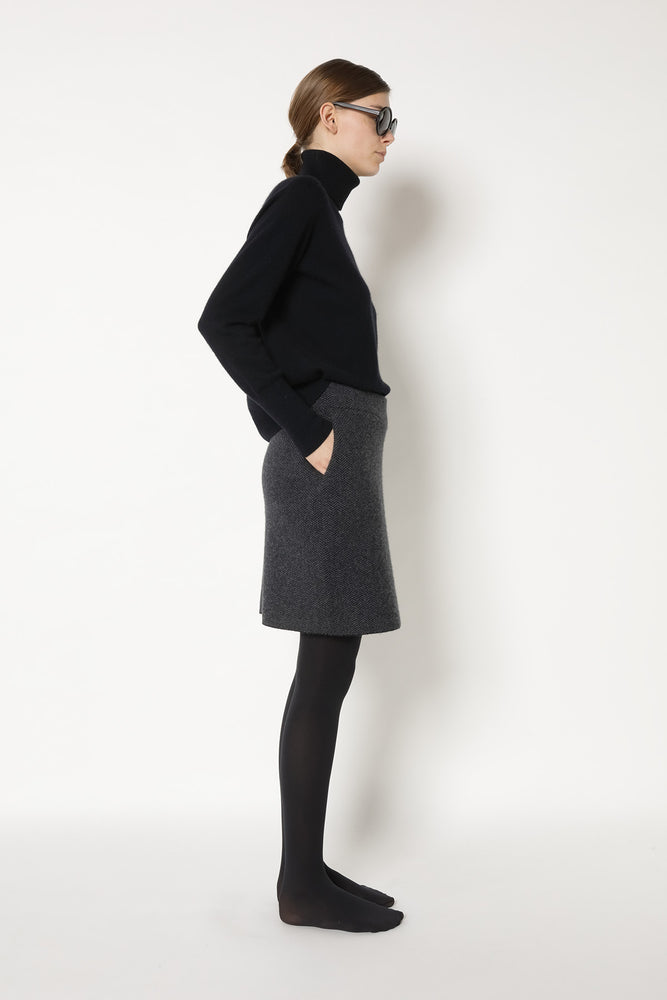 slim herringbone slip on skirt