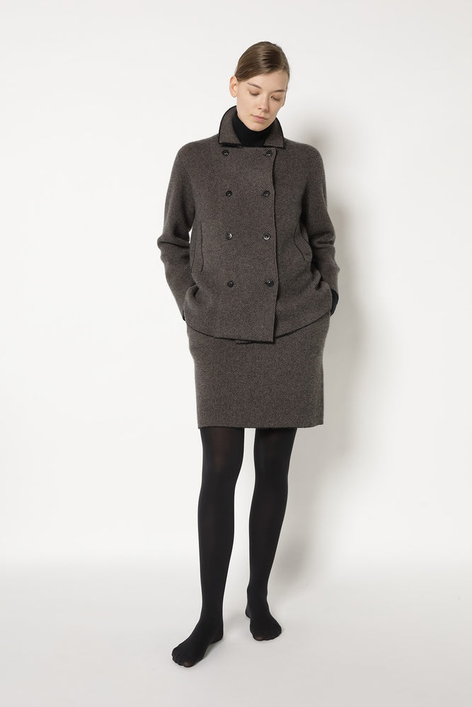 wide herringbone caban jacket