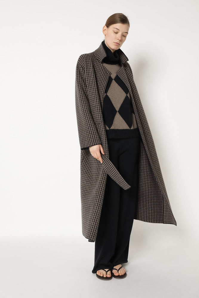 houndstooth maxi coat