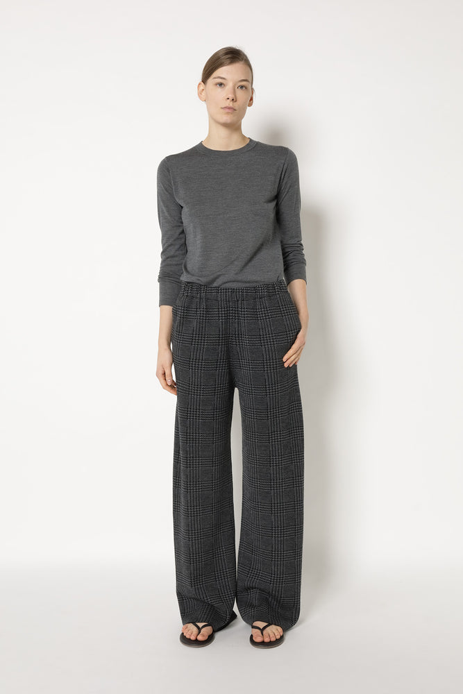 glencheck slip on palazzo pants