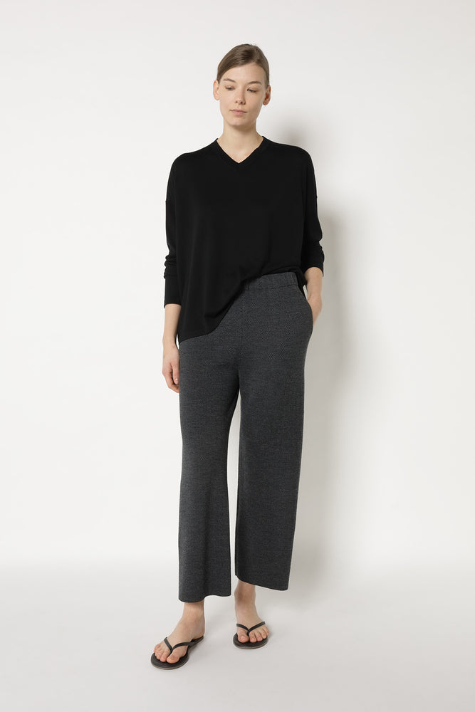 herringbone slip on cropped pants