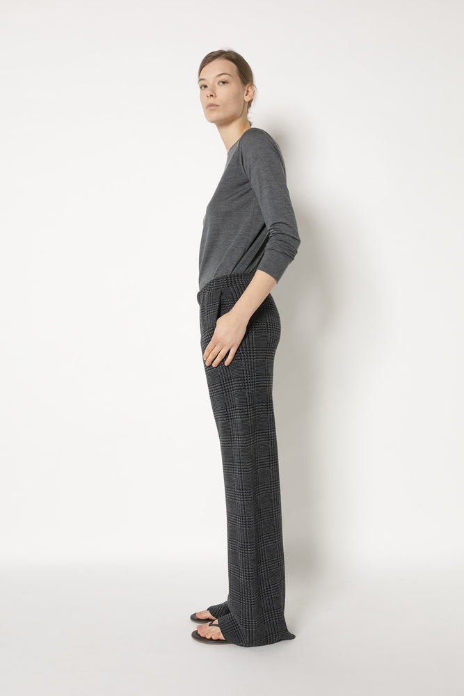 glencheck slip on palazzo pants