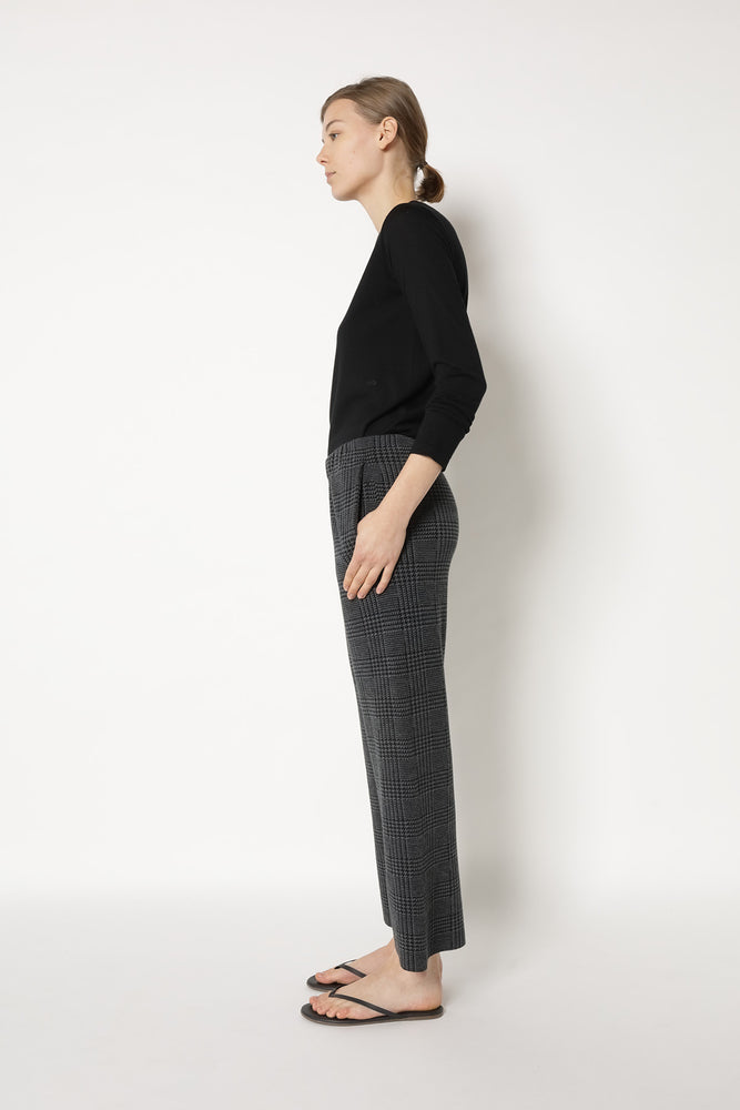 glencheck slip on cropped pants