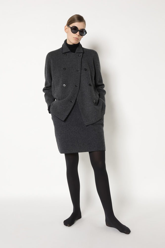 wide herringbone caban jacket