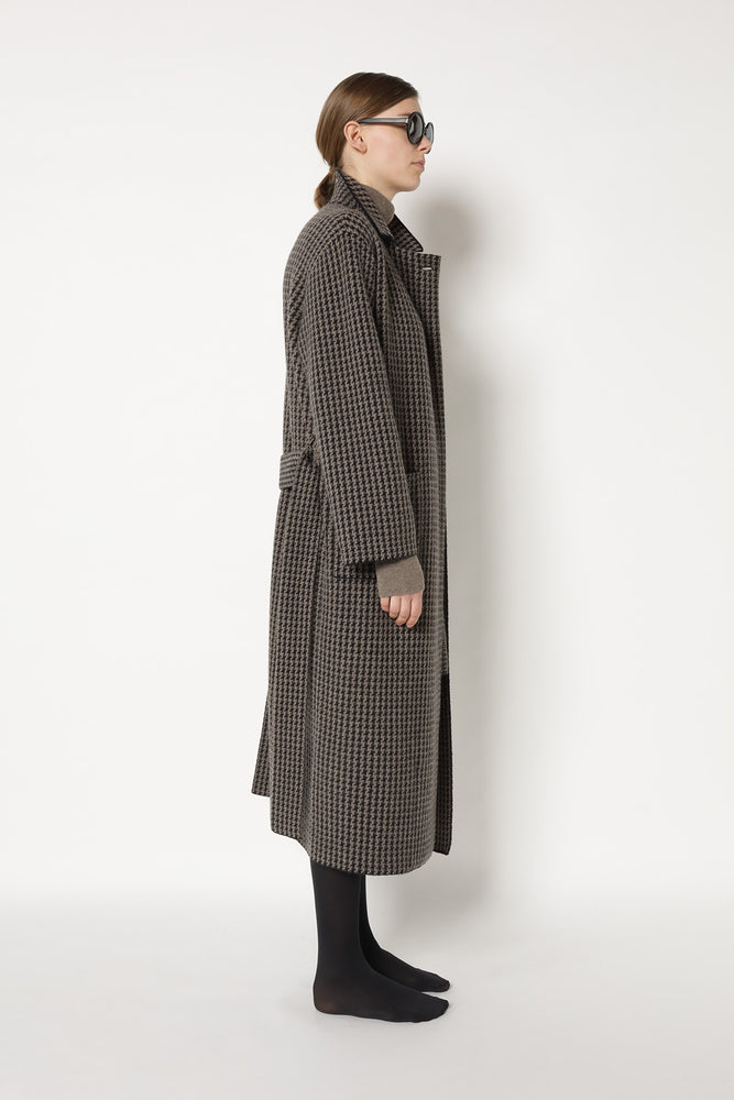 houndstooth maxi coat