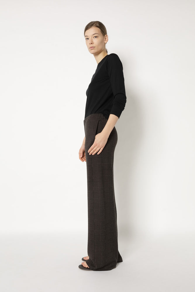 glencheck slip on palazzo pants
