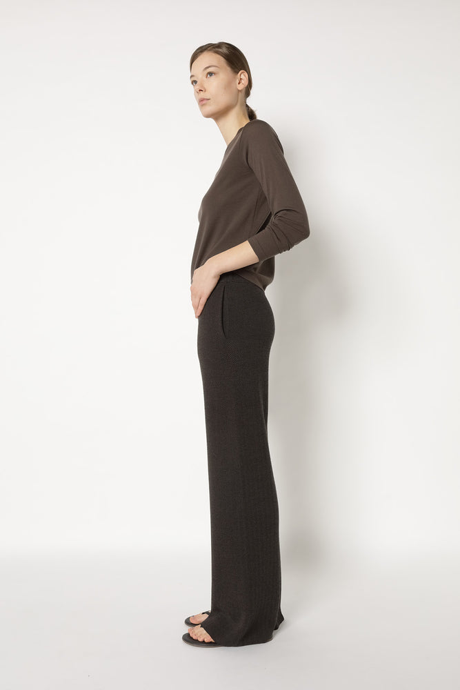 herringbone slip on palazzo pants