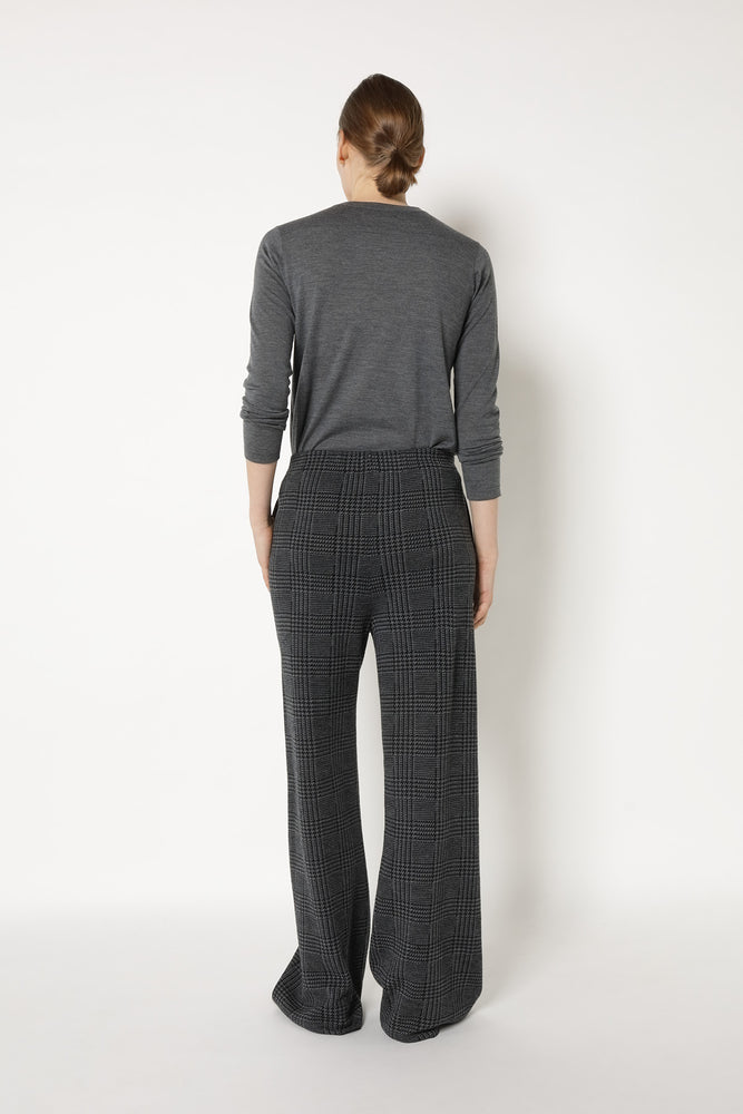 glencheck slip on palazzo pants