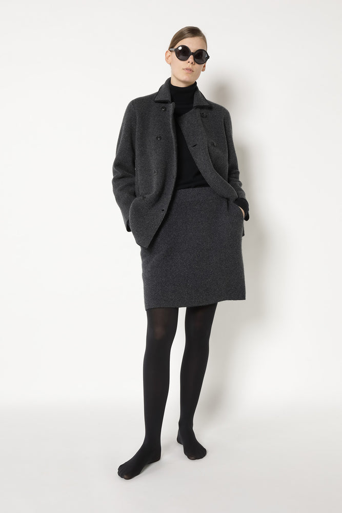 wide herringbone caban jacket