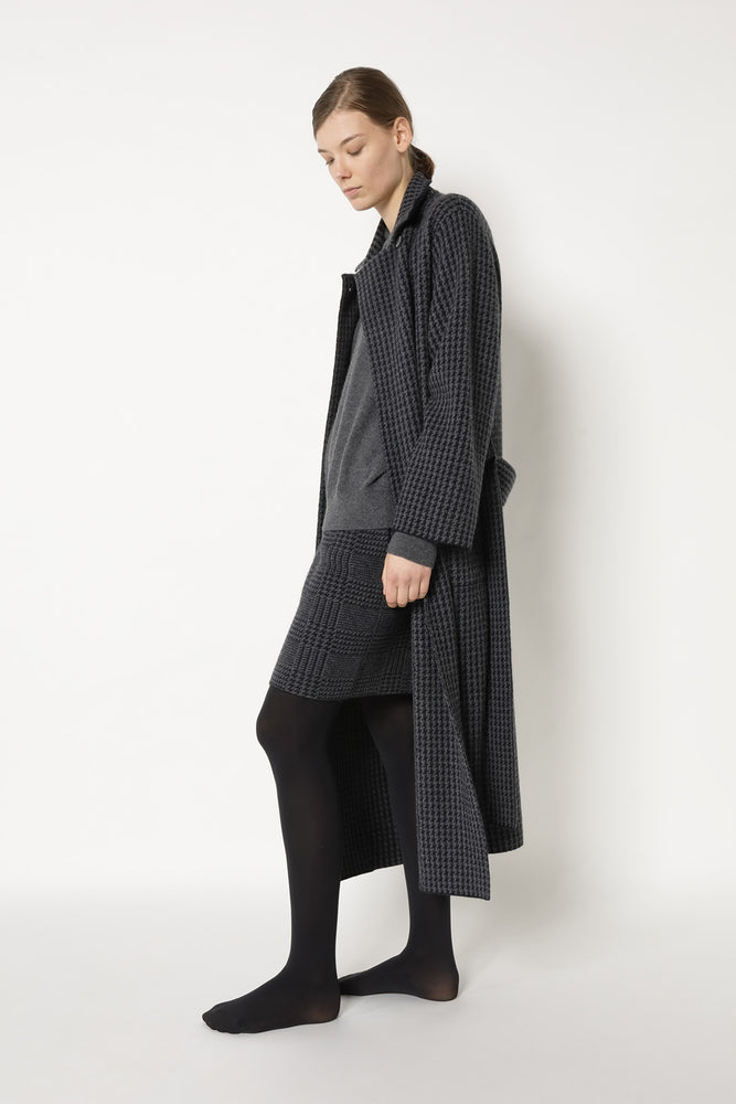 houndstooth maxi coat
